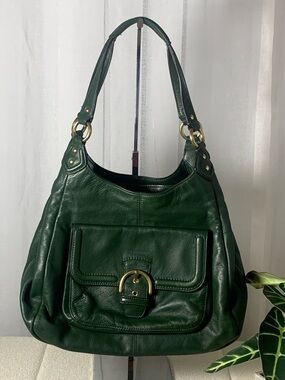 GUC Coach Green Hobo Leather bag L 12” x H 10” x D 3.5”